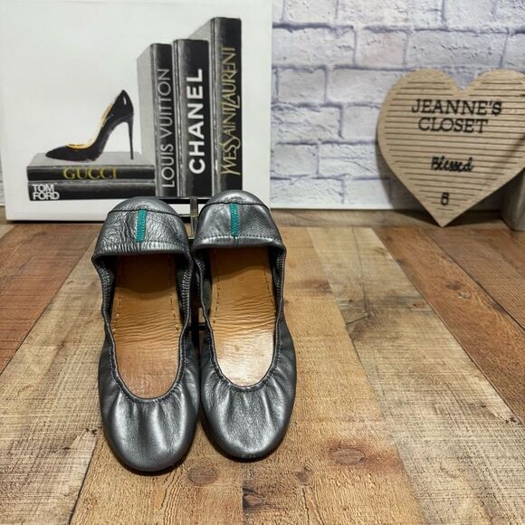 Tieks by Gavrieli Leather Ballet Flats Metallic Pewter Silver Women's Size 9 - Picture 5 of 11